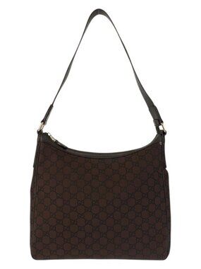 Gucci GG Pattern Brown Gold Nylon Shoulder Bag